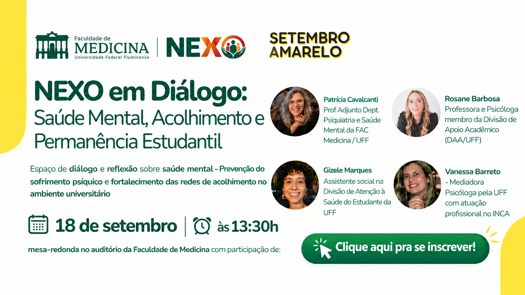 Divulgação do Evento NEXO em Diálogo - Setembro Amarelo